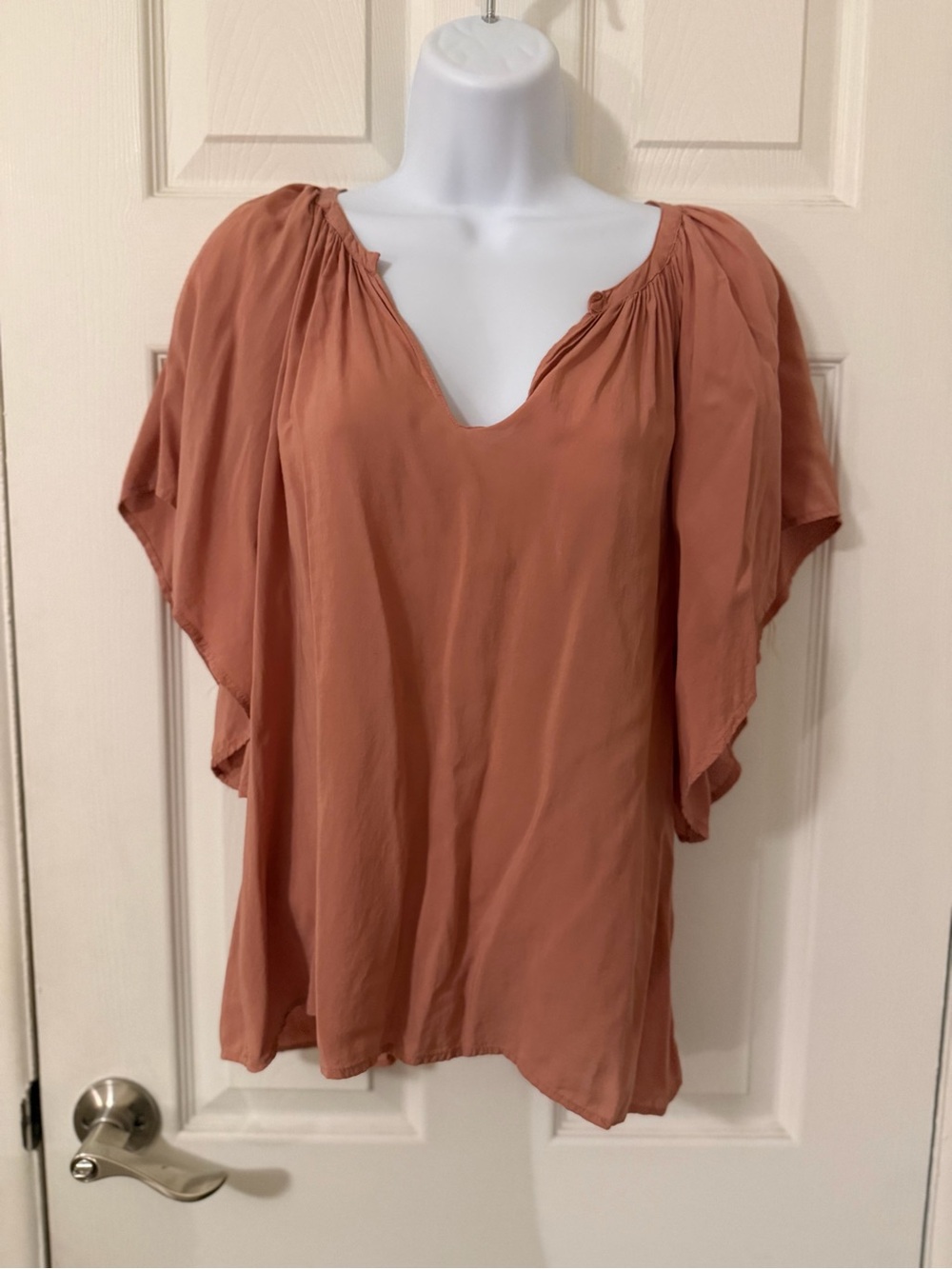 Velvet by Graham & Spencer Rust-Colored V-Neck Flutter Sleeve Tunic
